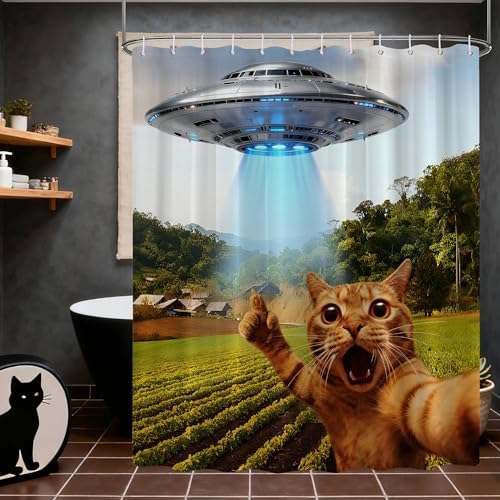 Extra Tall Shower Curtain XL Fun Cat Men, 70 x 78 Inchs