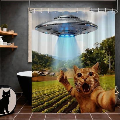 Extra Tall Shower Curtain XL Fun Cat Novelty, 70 x 84 Inchs