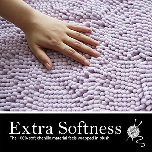 Bathroom Rugs Chenille Bath mat 2 Piece Set, Super Absorbent, PVC Non Slip Backing, Bath mats for Bathroom, Plush Shaggy, Thick, Machine Washable, Bathtub, Shower, Toilet.(Lavender)