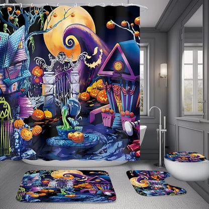 Yddsky Halloween Haunted House Shower Curtain Sets for Bathroom,72x72 in