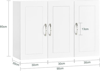 Haotian Wall Cabinet for Laundry Room, Wall Storage Medicine Cabinet for Bathroom Kitchen Garage, Linen Tower Bath Cabinet with Shelf, White FRG231-L-W