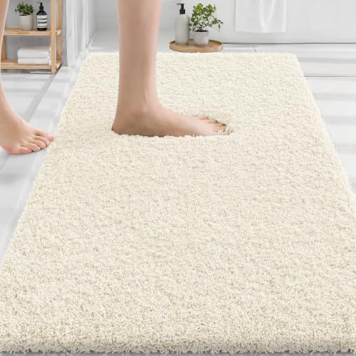 OLANLY Microfiber Bathroom Rugs 30x20, Ultra Soft Absorbent Bath Mat, White