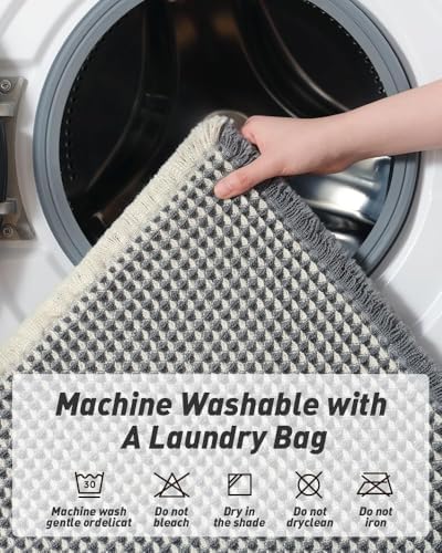 Upgraded Waffle Bath Mat Runner Absorbent Non Slip Bathroom Mat, 2' x 5'