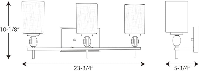 Progress Lighting Status Collection 3-Light Etched Linen Glass Coastal Bath Vanity Light Polished Chrome