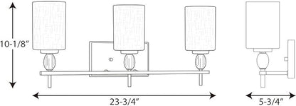 Progress Lighting Status Collection 3-Light Etched Linen Glass Coastal Bath Vanity Light Polished Chrome
