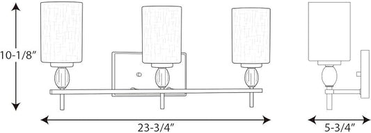 Progress Lighting Status Collection 3-Light Etched Linen Glass Coastal Bath Vanity Light Polished Chrome
