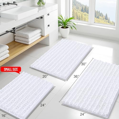 Smiry Bathroom Rugs 40X24, Extra Soft Rubber Backing Chenille Bath Mats
