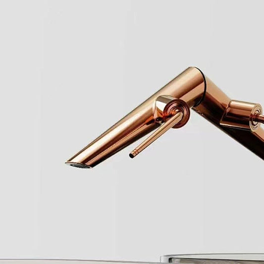 BiaoTeng Concealed Wall Mounted Bathroom Faucet Single Handle Hot and Cold Faucet for Bathroom Sink Brass 1 Hole Rose Gold