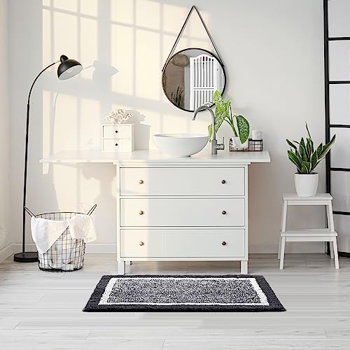 CozeCube Jet Black Bath Runner 59"x24" Non Slip Washable Rug