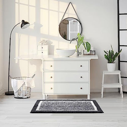 CozeCube Jet Black Bath Runner 59"x24" Non Slip Washable Rug