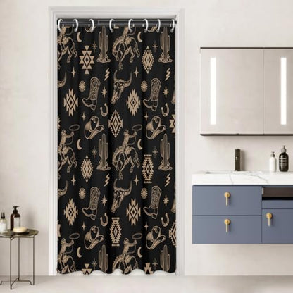 Stall Black Western Cowboy Shower Curtain, 36" W x 72" L