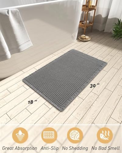 Upgraded Waffle Bath Mat Ultra Absorbent Non Slip Bathroom Mat, 18" x 30"