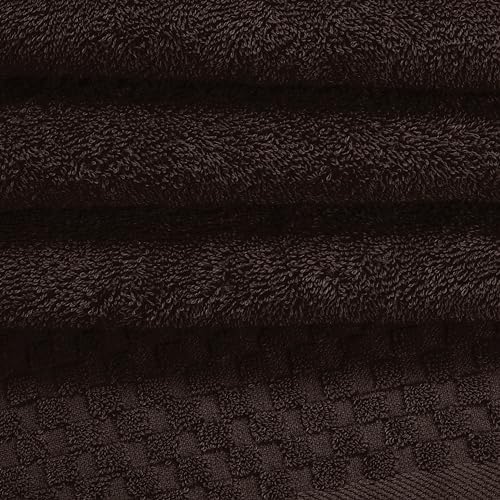 MyOwn Premium Cotton 6 Pack Towel Set for Bathroom, Contains 2 Bath Towels 28x55 inch, 2 Hand Towels 16x24 inch & 2 Wash Coths 12x12 inch, Ideal Everyday use, Compact & Lightweight - Chocolate Brown