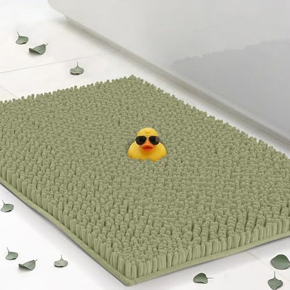 Small Chenille Bath Mats 25"x18", Plush Absorbent Bath Mats Quick Dry, Soft & Machine Washable, Non Slip Carpet for Bathroom, Thick Bathroom Rugs, Shower Restroom Rug Mat, Alfombras De Bano, Bathrugs