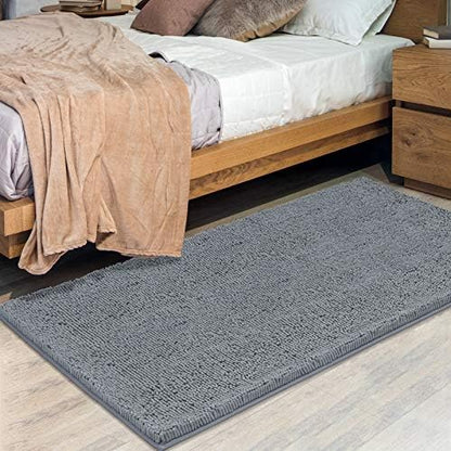 MAYSHINE Plush Shaggy Chenille Bath Mat | Extra Soft, Super Absorbent, Non-Slip Bathroom Rug | Fluffy Microfiber, Area Rug Sets for Bathroom Floor, Kitchen, Living Room | 59"x31" | Dark Blue