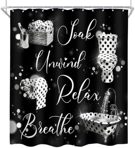 Polka Dot Fashion Funny Quotes 4Pcs Bathroom Shower Curtain Set with Rugs