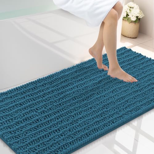 Smiry Bathroom Rugs 47X24, Extra Soft Rubber Backing Chenille Bath Mats