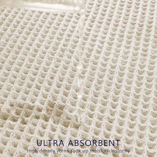 SUBRTEX Waffle Braided Bath Mat, 16" x 24" Soft Waffle Bath Rugs, Absorbent Non Slip Bathrooom Mats, Machine Washable Area Rug for Bathroom, Quick Dry, Off White