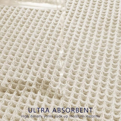 SUBRTEX Waffle Braided Bath Mat, 16" x 24" Soft Waffle Bath Rugs, Absorbent Non Slip Bathrooom Mats, Machine Washable Area Rug for Bathroom, Quick Dry, Off White