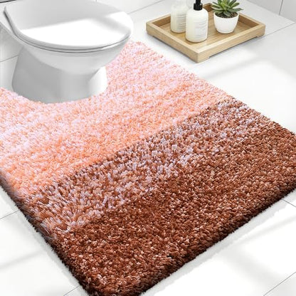 OLANLY Luxury Toilet Rugs U-Shaped 24x20, Soft Absorbent Microfiber Mat