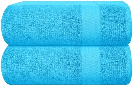 GLAMBURG Premium Cotton Oversized 2 Pack Bath Sheet 35x70-100% Pure Cotton - Ideal for Everyday use - Ultra Soft & Highly Absorbent - Machine Washable - Turquoise Blue