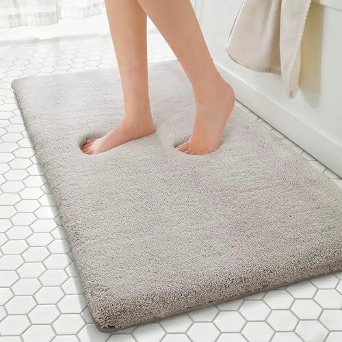 MINIDEAR Bathroom Rugs 60x20 Tan - Thick Memory Foam Bath Mat, Ultra Soft & Plush Fluffy, Non-Slip, Quick Dry, Absorbent Washable Floor Microfiber Mat for Tub, Home Decor Accessories
