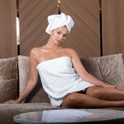 BAGNO MILANO Turkish Cotton Bath Towels, Hand Towels - Soft Plush Jacquard Collection - Highly Absorbent Towel Set (Cream, 6 pcs Towel Set)