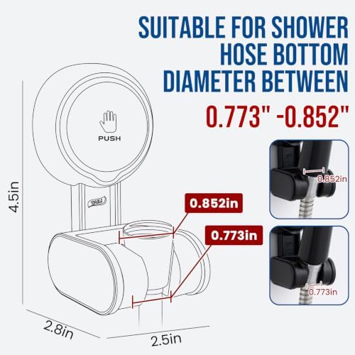 TAILI Suction Shower Head Holder,Height Angle Adjustable,Universal,Black