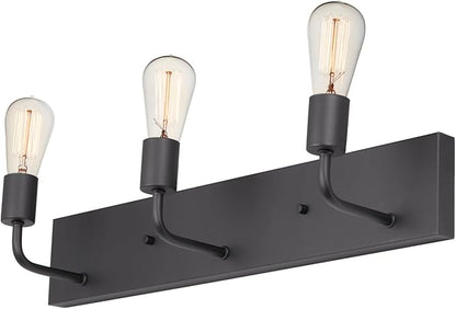 GLOBE Electric 63000057 3-Piece All-in-One Bathroom Set, Matte Black, 15" 2-Light Vanity Light, Clear Glass Shades, Toilet Paper Holder, Towel Ring, Bathroom Lights Over Mirror, Powder Room Lighting
