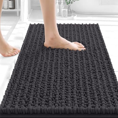 OLANLY Small Bathroom Rugs 24x16, Thick Soft Absorbent Chenille Bath Rugs
