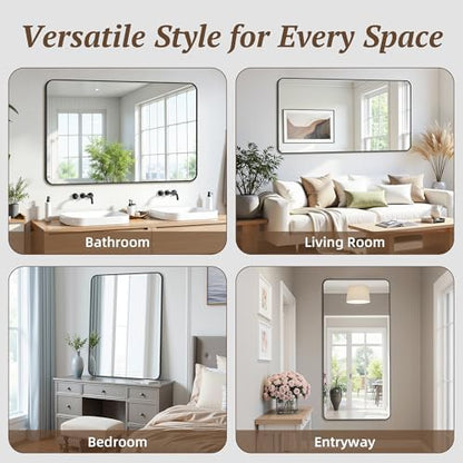 Bathroom Mirror 60" x 30", Large Rectangle Wall Mirror, Silver