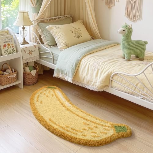 LUMI Cute Bathroom Rug, Absorbent Non Slip Bath Mat, 24"x51", Banana