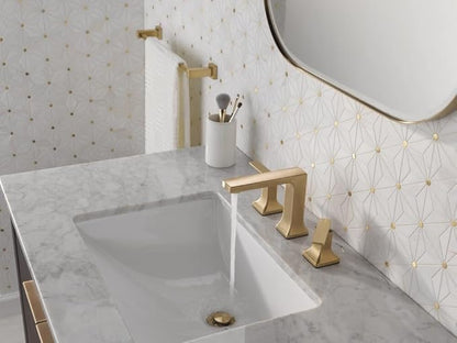 Delta Faucet Velum Widespread Bathroom Faucet 3 Hole, Gold Bathroom Sink Faucet, 2 Handle Bathroom Faucet, Bath Faucet, Pop-Up Drain Assembly, Champagne Bronze 3537LF-CZMPU