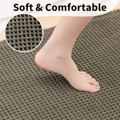 Waffle Bath Mat, Boho Bathroom Rugs Non Slip Washable, 20" x 32"