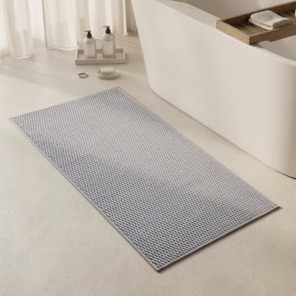 Triohero Bathroom Rugs Non Slip Washable, Super Absorbent Thin Bath Mat Quick Dry Low Pile Bathroom Rug, Light Grey 24"x47"