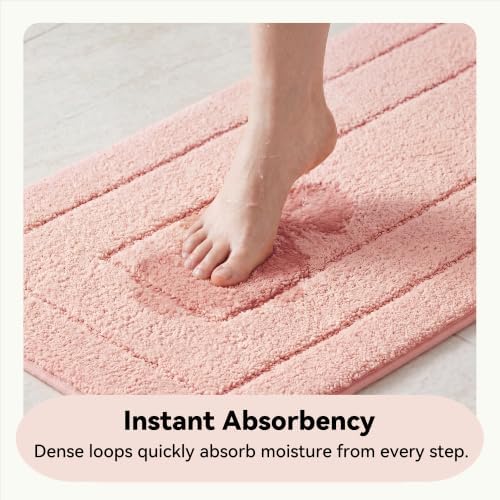 GRANNY SAYS Pink Bathroom Runner Rug 24" x 48", Soft Microfiber Bath Mat