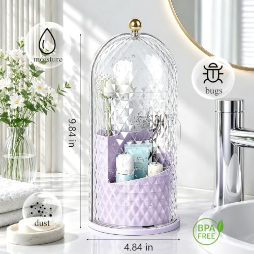 Toothbrush Holder with Cover for Bathroom Countertop, Organizer, Purple