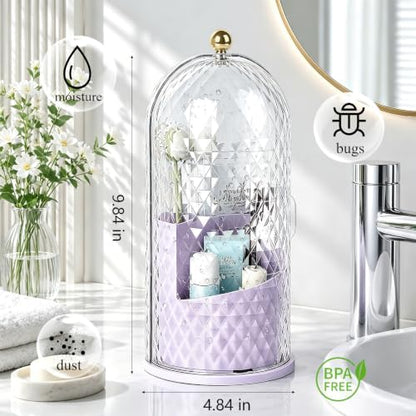 Toothbrush Holder with Cover for Bathroom Countertop, Organizer, Purple