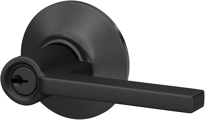 Schlage F51 V LAT 622 Latitude Door Lever, Keyed Entry Lock, Matte Black