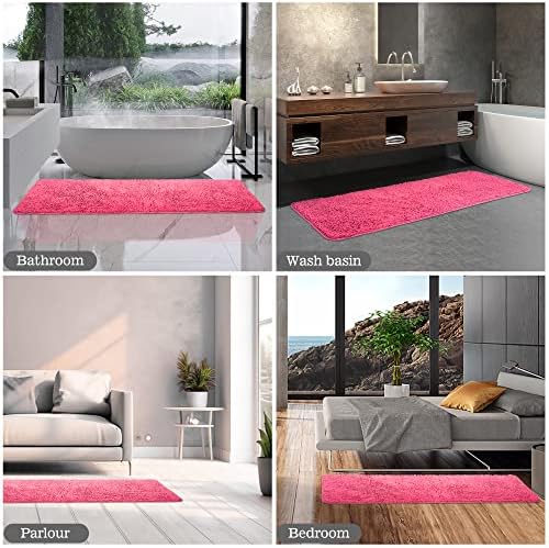 Yeaban Chenille Hot Pink Bathroom Runner Rug 24"x72"
