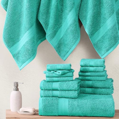 LANE LINEN Towel Set 18 Piece Soft Absorbent Quick Dry 100% Cotton - Teal