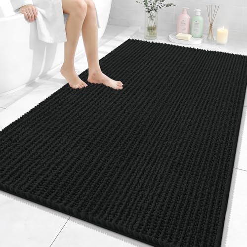 OLANLY Large Bathroom Rugs 59x35, Thick Soft Absorbent Chenille Bath Rugs