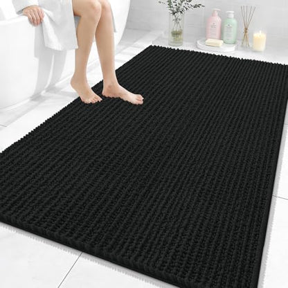 OLANLY Large Bathroom Rugs 59x35, Thick Soft Absorbent Chenille Bath Rugs