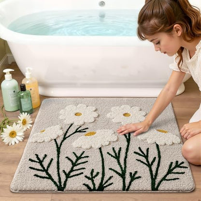LUMI Square Bathroom Rug 26x26, Soft Absorbent Bath Mat, Non Slip