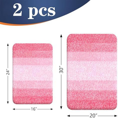 OLANLY Micorfiber Bathroom Rug Set 2 Piece, 30"x20"+24"x16"