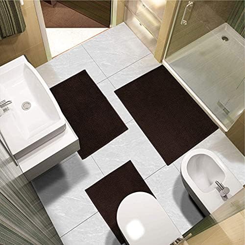 Urvoix Bathroom Rugs Set - 3 Pieces Ultra Soft Non-Slip Bath Mats Set