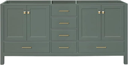ARIEL Cambridge 72-inch Bathroom Vanity Base Cabinet,Solid Wood, 4 Soft Closing Doors, 6 Dovetail Drawers, Vintage Green