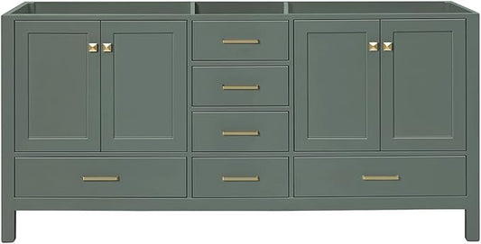 ARIEL Cambridge 72-inch Bathroom Vanity Base Cabinet,Solid Wood, 4 Soft Closing Doors, 6 Dovetail Drawers, Vintage Green