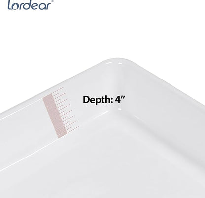 Lordear White Bathroom Sink 24"x16" Rectangle Bathroom Vessel Sink Modern Above Counter White Farmhouse 24 Inch Bathroom Sink Porcelain Ceramic Vanity Sink Art Basin