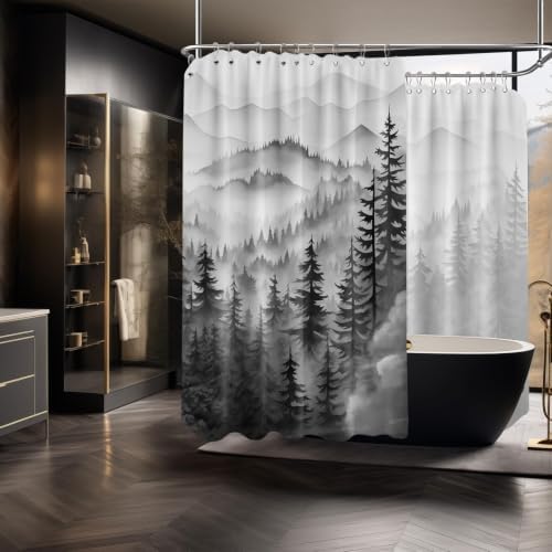 Black and White Extra Wide Shower Curtain, 108X72 in for Clawfoot Tub
